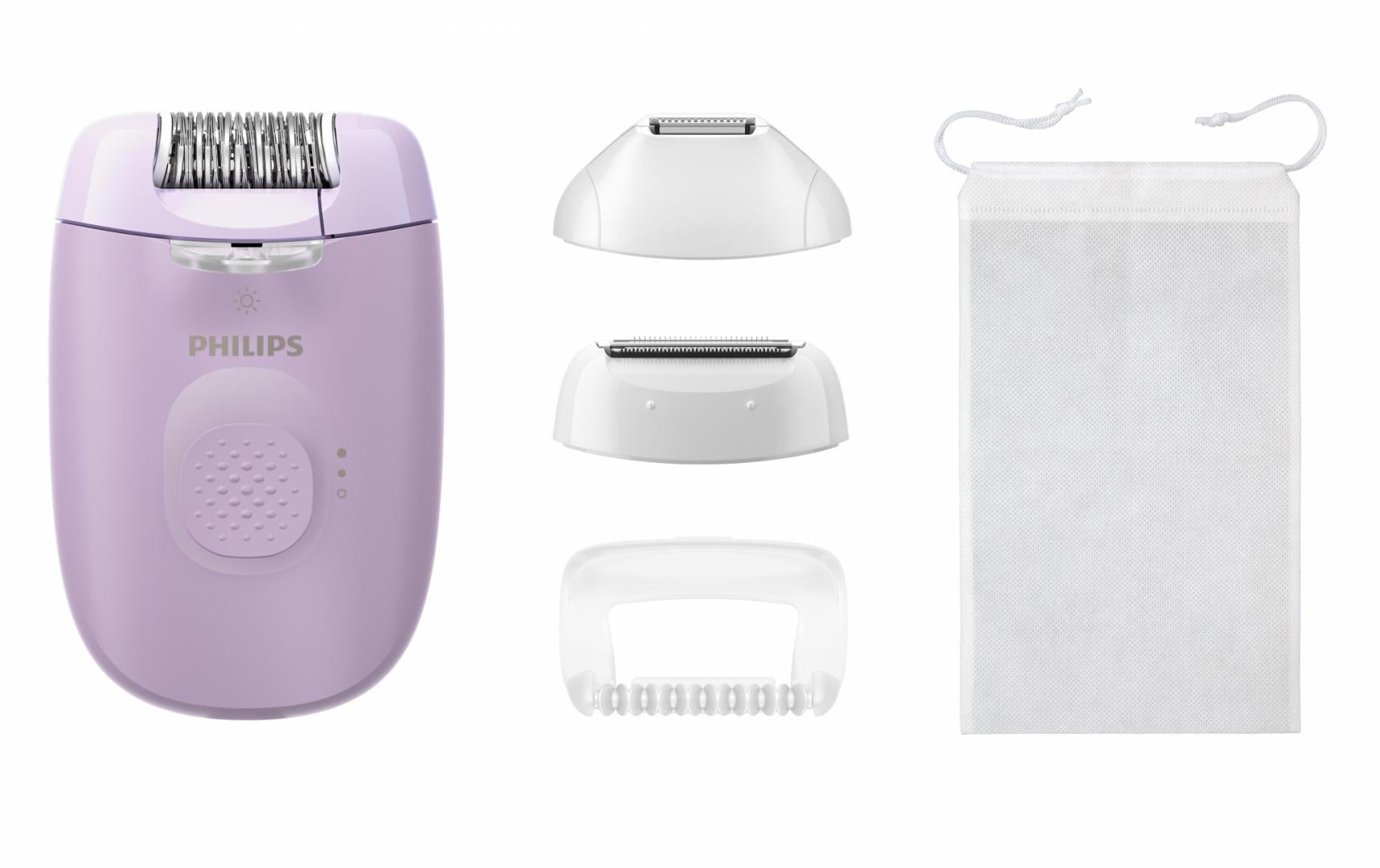 Epilator PHILIPS Seria 4000 BRE257/00, 2 setari de viteza, Cap de epilare lavabil, 4 accesorii, Lila, L x A x I (mm) 50x120x145