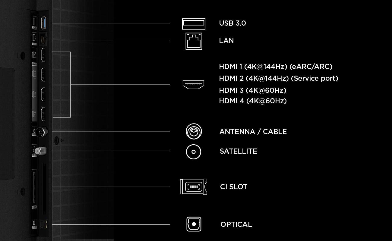 Televizor QD-MiniLED TCL 55MQLED75L, 138 cm, Smart Google TV, 4K Ultra HD, 144Hz, Onkyo (Model 2026)