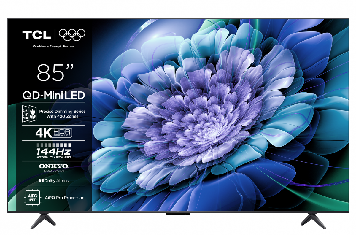 Televizor TCL QD-MiniLED 85C61K, 215 cm, Smart Google TV, 4K Ultra HD, 144Hz, Onkyo