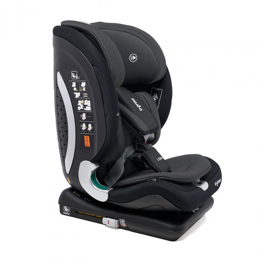 Scaun auto I-size U-Grow Goldfix Plus, isofix, 76-150 cm (9-36 kg), boxa bluetooth , negru
