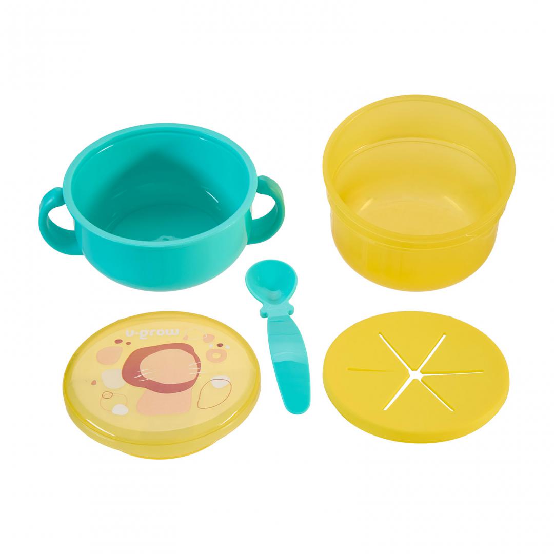 Bol 2 in 1 pentru snackuri si lingurita, blue, U-Grow