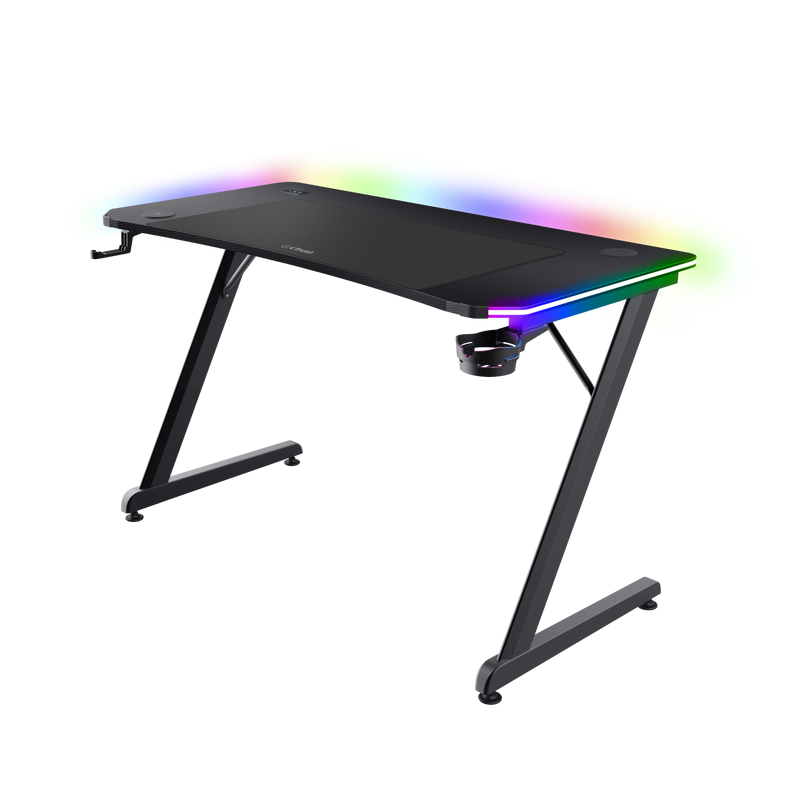 Masa gaming Trust GXT 710 Luminus Pro, iluminare RGB, greutate maxima suportata 150 kg, negru
