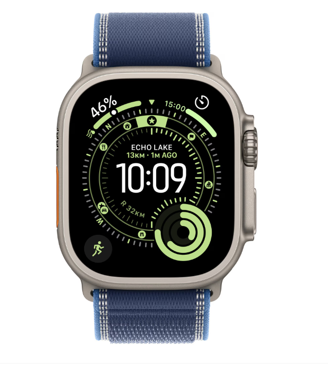 Apple Watch Ultra 3 GPS + Cellular 49mm Natural Titanium Case with Blue/Bright Blue Trail Loop - S/M