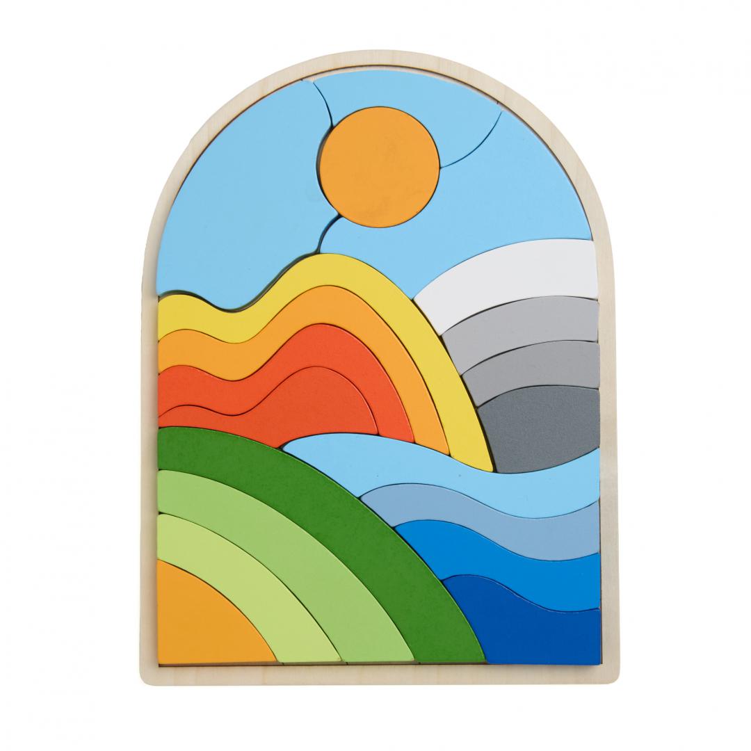 PUZZLE CURCUBEU DIN LEMN, 21 DE PIESE, MOMKI