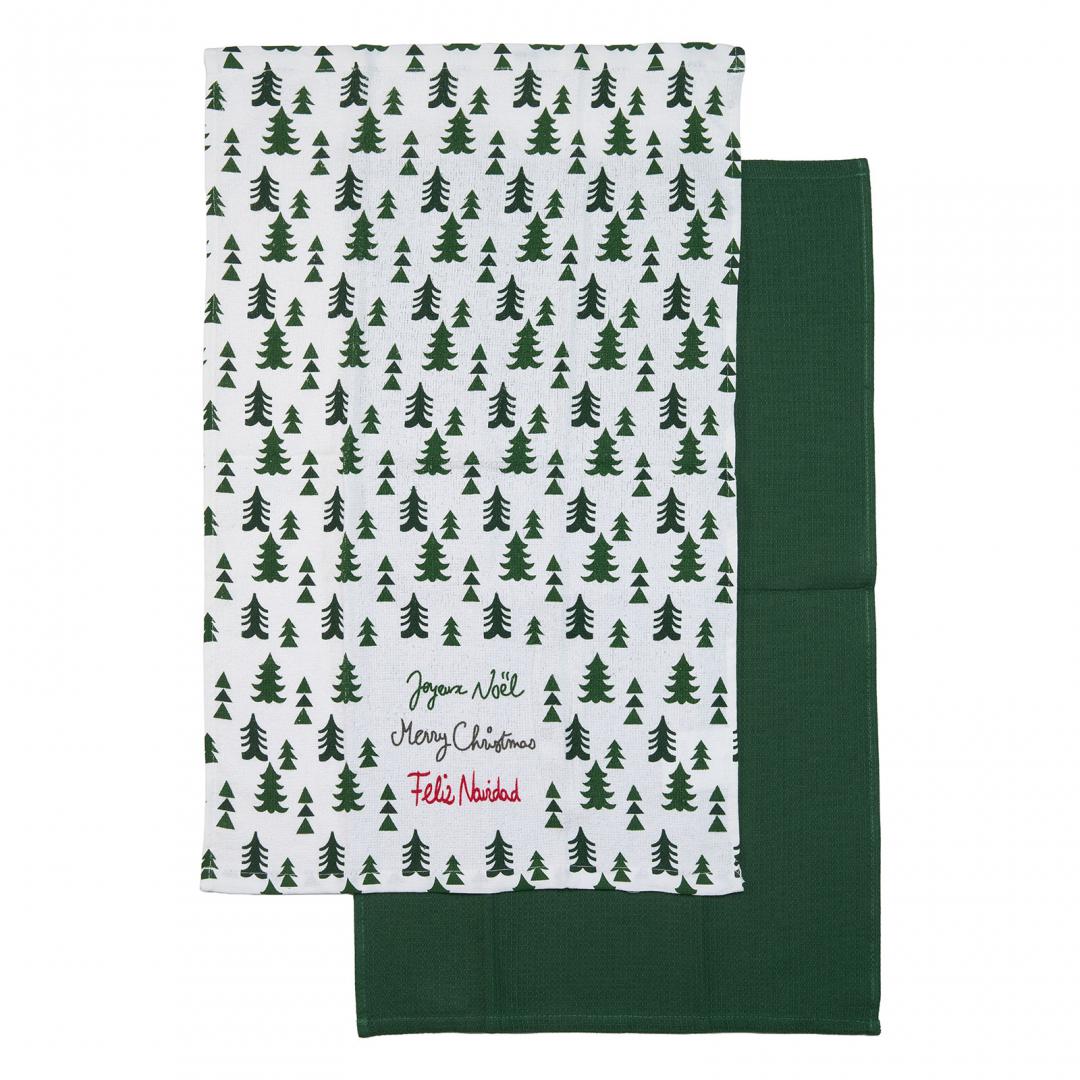 Set 2 prosoape de bucatarie, 38x63 cm,Green