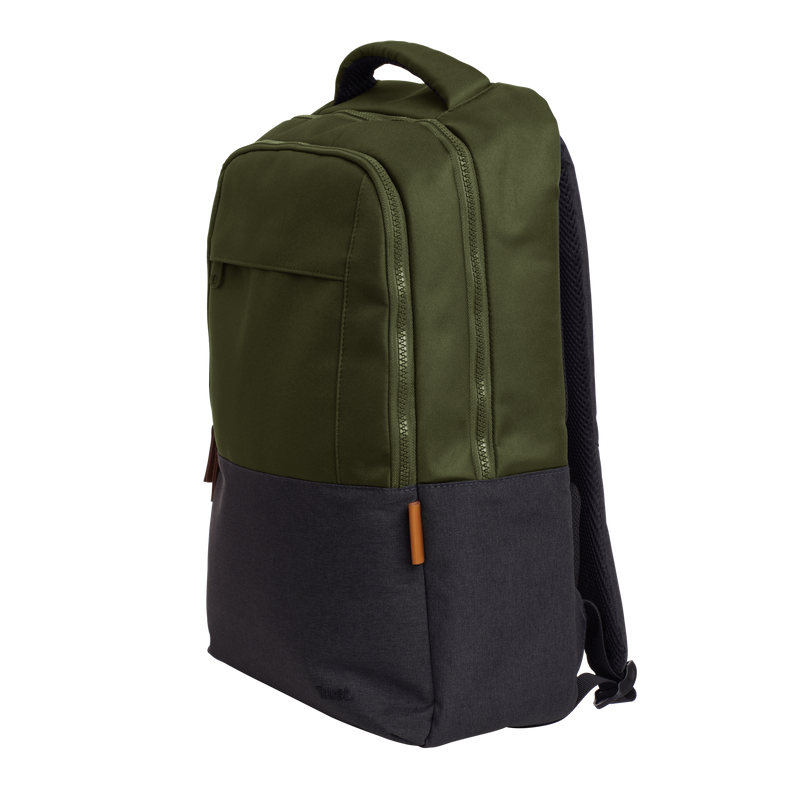 Rucsac laptop Trust Lisboa pentru laptop-uri cu diagonala de 16", material POM, RPET Polyester, RPET twill polyester, volum 23 L, verde