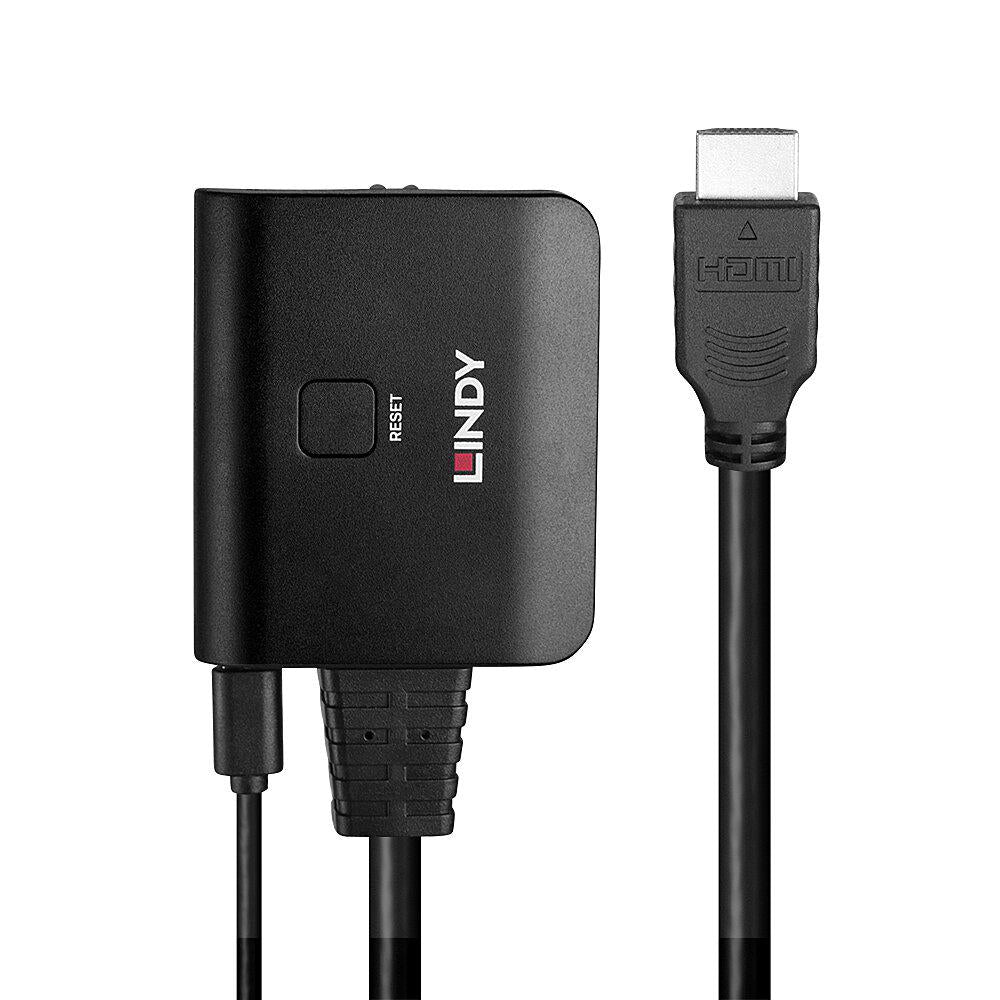 Cablu Lindy 2 porturi HDMI 4K60, latime de banda suportata 18Gbps, Chipset: GSV2006, lungime cablu 500 mm negru