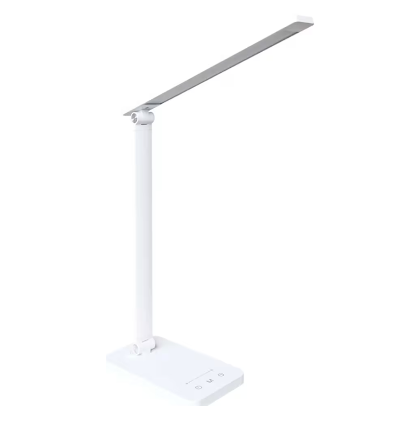 Lampa LED birou OSRAM PANAN Disk Fold, 6.5W, 255 lm, lumina alba(3000K - 6500K), dimabila, Touch control, temporizator 30/60minute,slot USB 5V/1A, Alb