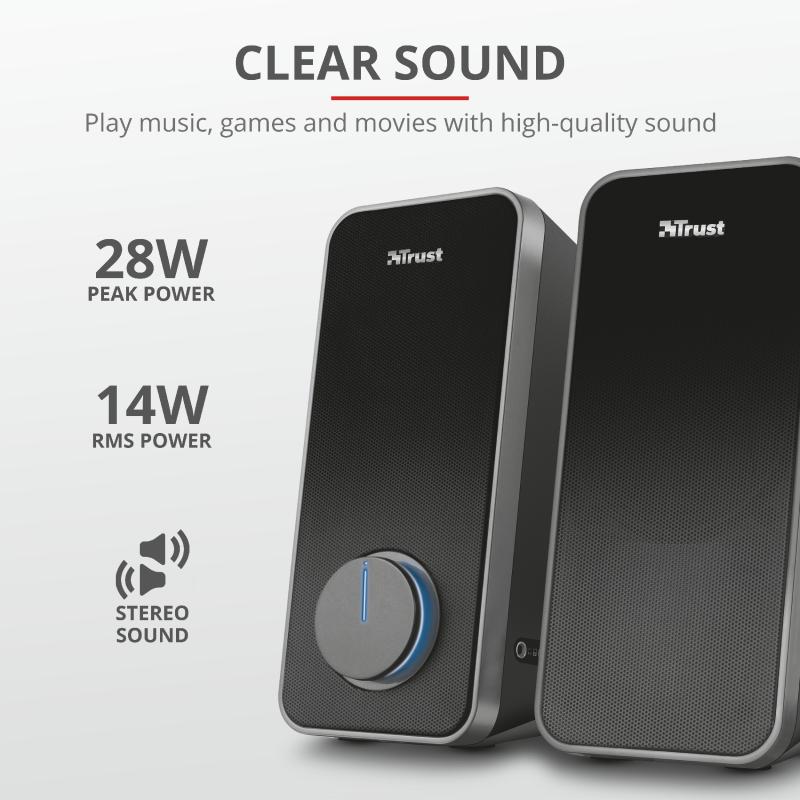 Boxe Stereo Trust Arys 2.0 Speaker Set, 28W, negru