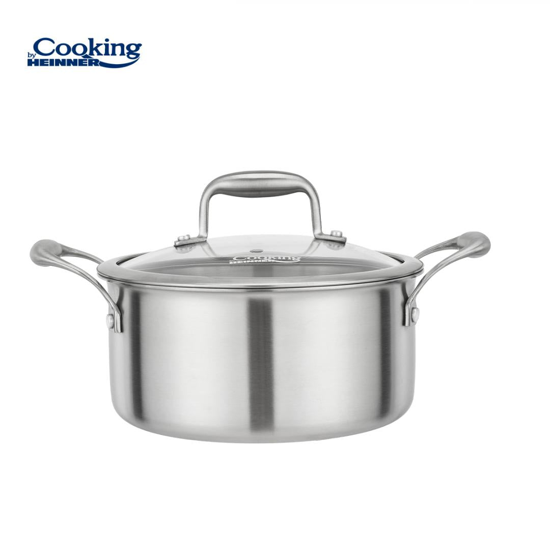 SEMIOALA INOX+CAPAC STICLA 20x10CM, 2.8L, ATOMIC3, COOKING BY HEINNER