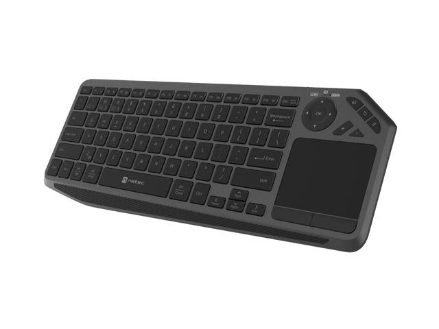 Tastatura wireless Natec TURBOT 2, material taste ABS, numar taste 90, mecanism taste X-Scissors, toucpad pentru smart TV inclus, negru