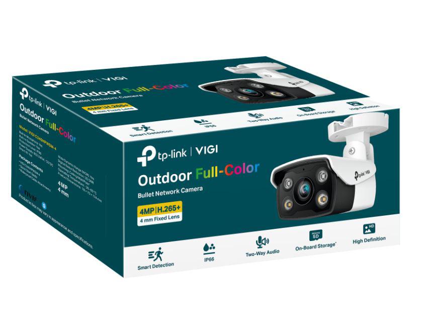 "TP-LINK VIGI 4MP Outdoor Bullet Network Camera,VIGI C340(4mm), 1/3""Progressive Scan CMOS, obiectiv: 4mm, F1.6, unghi vizualizarehorizontal FOV: 79°, vertical FOV: 43°, diagonal FOV: 93°,distanta IR: 30mm, interfata : 1 x RJ45 10/100M, ip66"