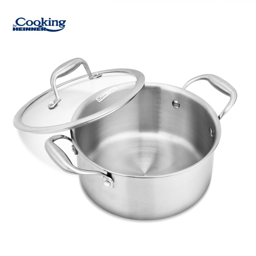 SEMIOALA INOX+CAPAC STICLA 24x12CM, 5L, ATOMIC3, COOKING BY HEINNER