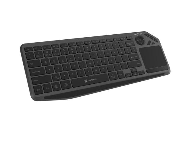 Tastatura wireless Natec TURBOT 2, material taste ABS, numar taste 90, mecanism taste X-Scissors, toucpad pentru smart TV inclus, negru