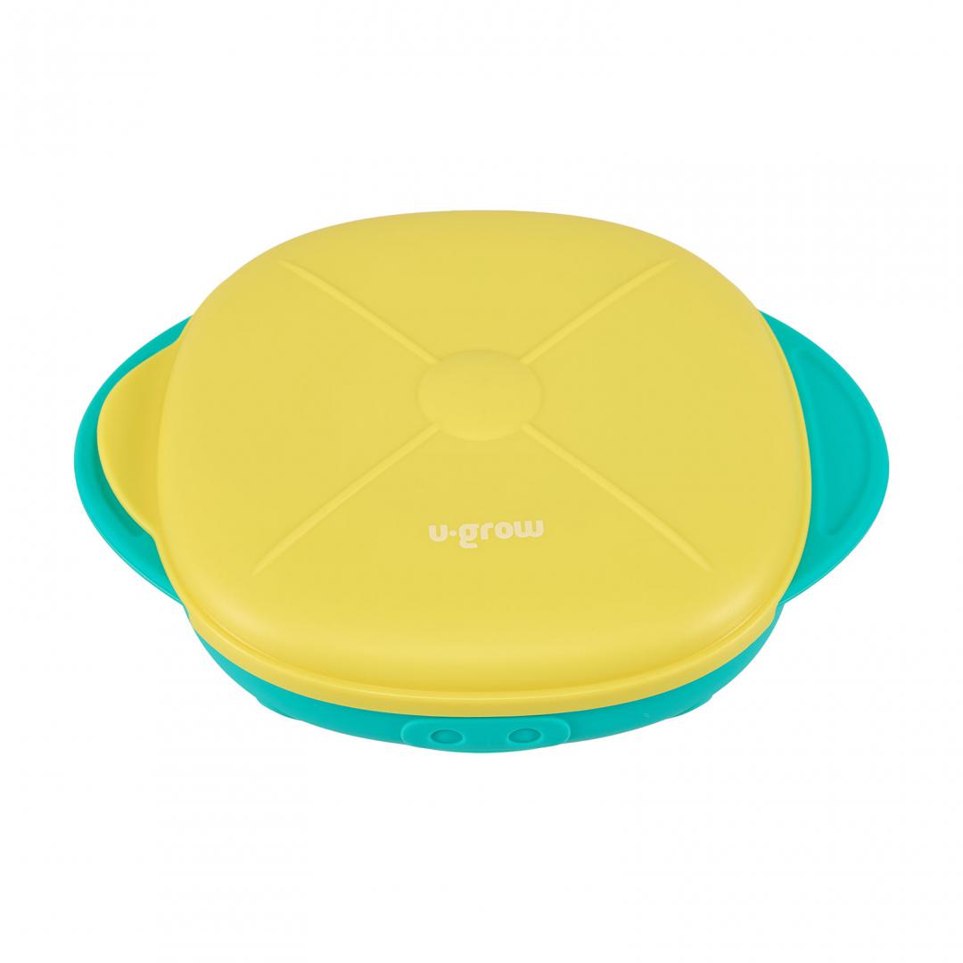 Farfurie silicon cu capac , galbena, U-Grow