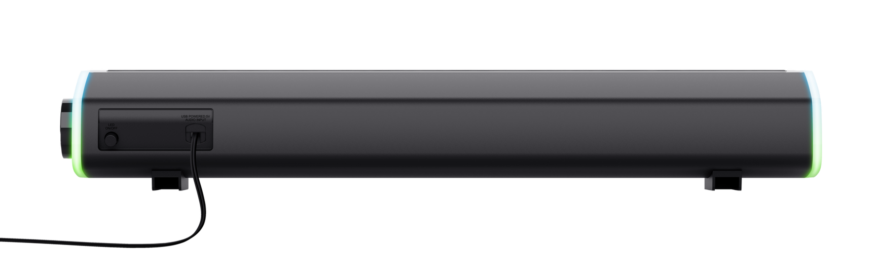 Soundbar Trust GXT 620 Axon, puetere (RMS) 6W, frecventa 20 Hz - 20.000 Hz, audio input 3.5mm (1.4m), iluminare RGB, alimentare prin USB, negru