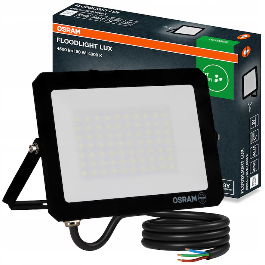 Proiector LED Osram LUX, 50W, 220-240V, 4500 lm, lumina neutra (4000K), IP65, Negru