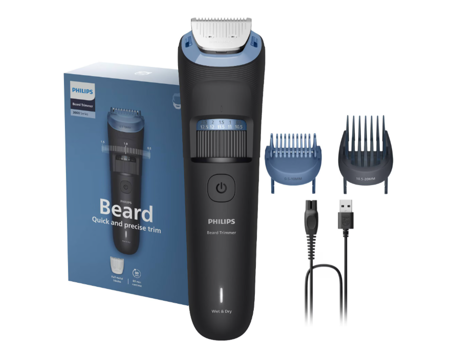 Aparat de tuns barba PHILIPS BT3660/15 cu lame integral metalice cu autoascutire, 40 de setari de lungime, 2 piepteni ajustabili pentru barba (0,5-20 mm), autonomie 80 min