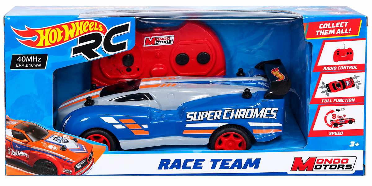 MASINUTA CU TELECOMANDA HOTWEELS,1:28,RACE TEAM,ALBASTRA
