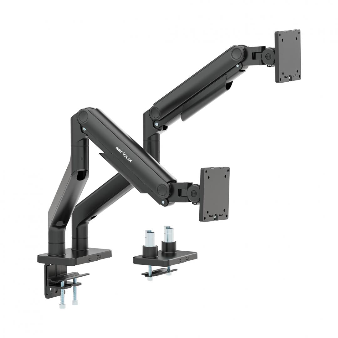 Brat monitor Serioux Fit Screen Size 17"-45" Weight Capacity (per screen) 2~20kg VESA Compatible 75x75,100x100 Tilt Range +50°~-20° Swivel Range +90°~-90°