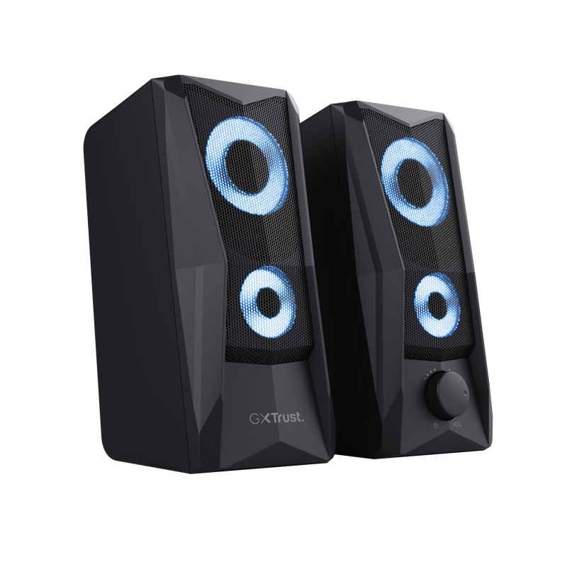 Boxe Trust GXT 606 Javv, iluminare RGB LED, putere maxima 12W, frecventa de raspuns 160 Hz - 20.000 Hz, audio input 3.5mm, negru