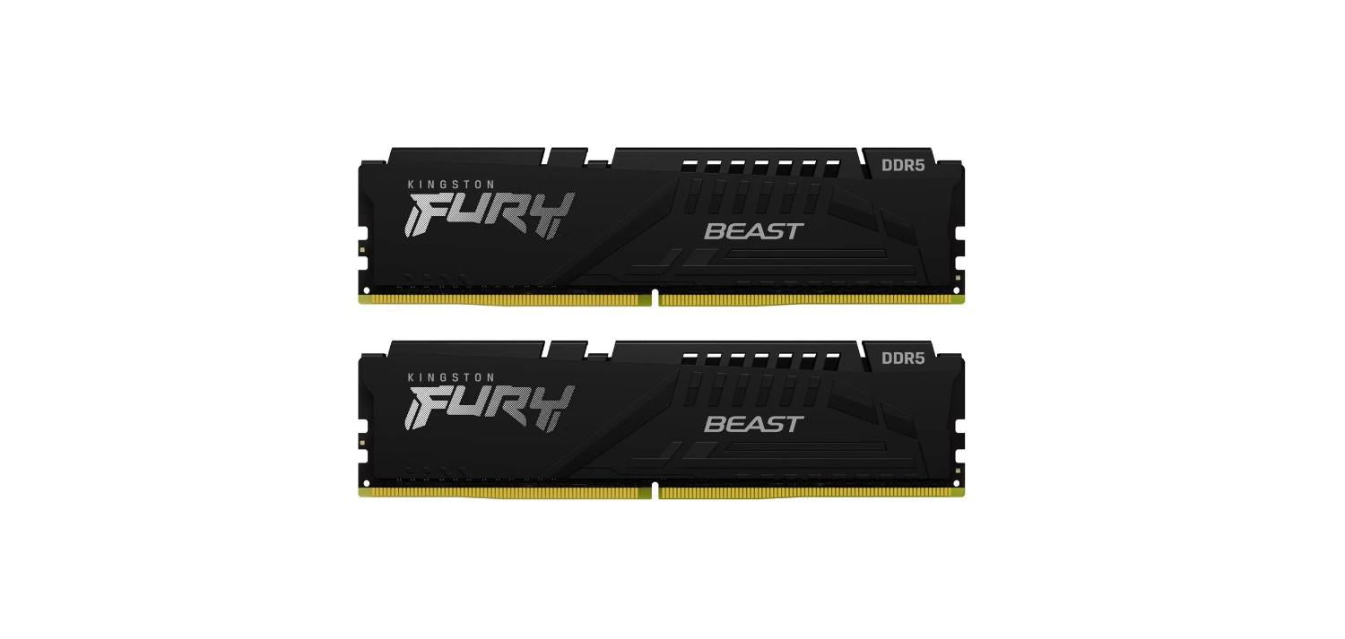 Memorie RAM Kingston, DIMM, DDR5, 64GB, 5600MHz, CL36, 1.35V, FURY Beast Black, Kit of 2