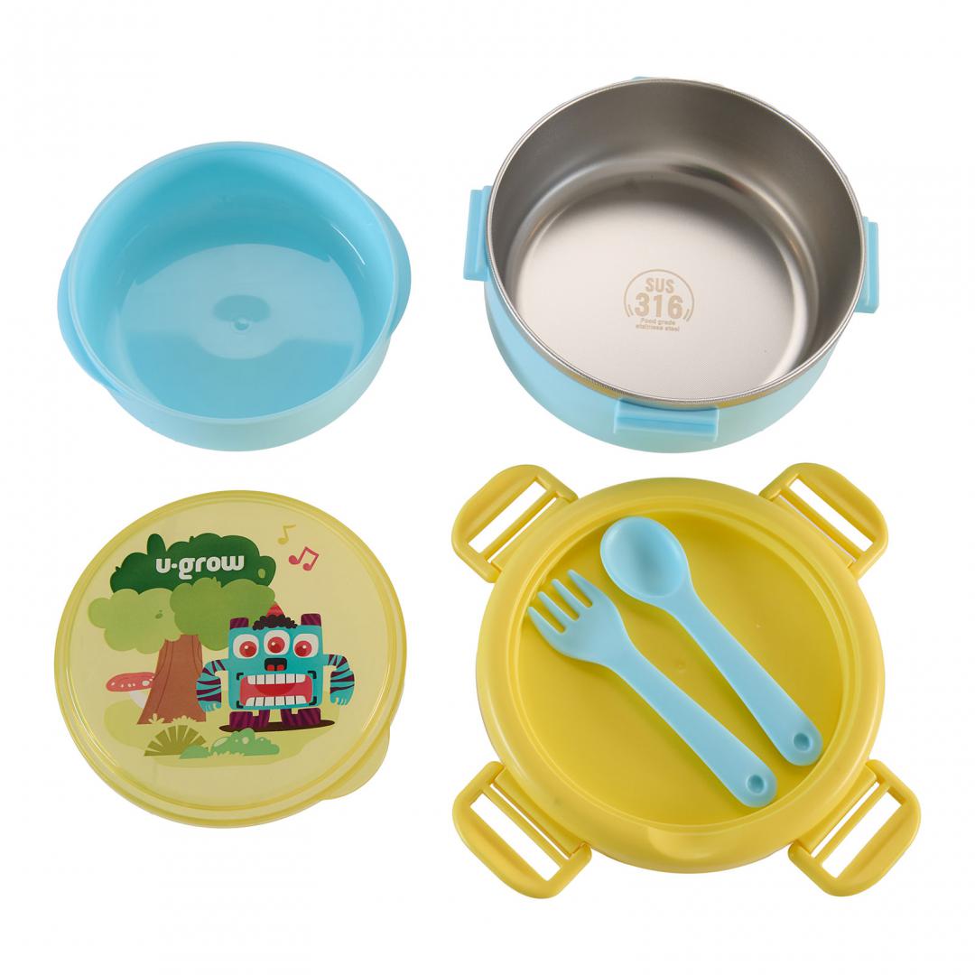 Caserola termica cu lingurita si furculita, blue, U-Grow