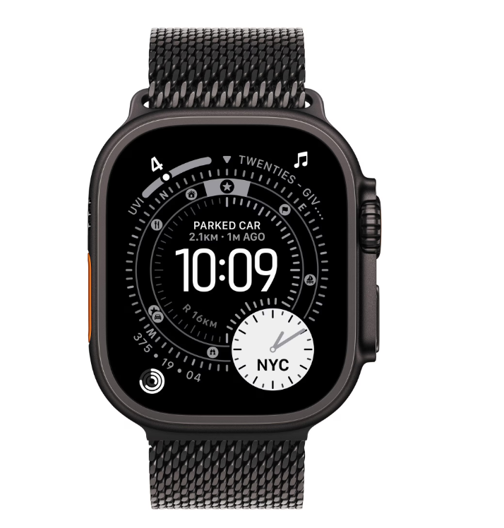 Apple Watch Ultra 3 GPS + Cellular 49mm Black Titanium Case with Black Titanium Milanese Loop - Small