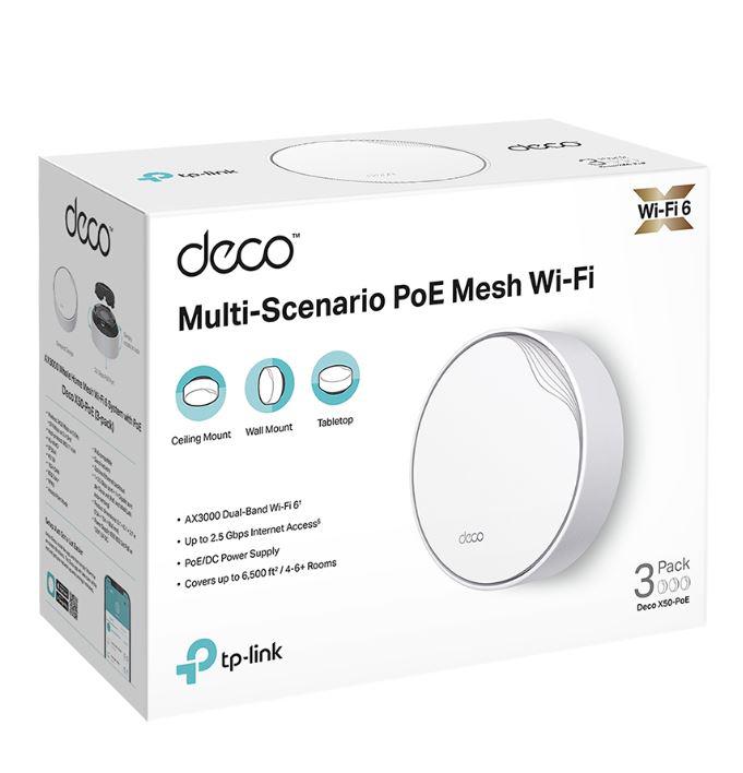 Router wireless TP-LINK Deco X50-POE(3-pack), WIFI 6, Mesh, Dual Band