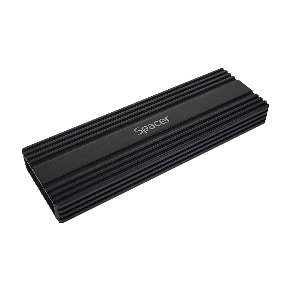 Rack extern SPACER, pt. SSD M.2 PCIe NVME, interfata PC USB 3.1 Type C, Striat, aluminiu, negru