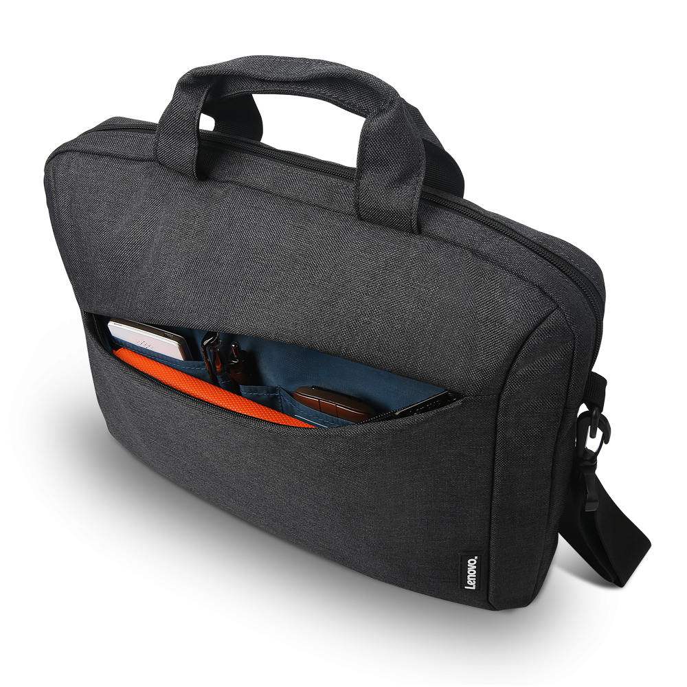 Geanta laptop Lenovo Casual Toploader T210, 15.6", Black, rezistent la apa, compartiment accesorii, compartiment laptop captusit, Material: Textil, Dimensiuni externe: 362 x 22 x 250 mm, Greutate: 465g