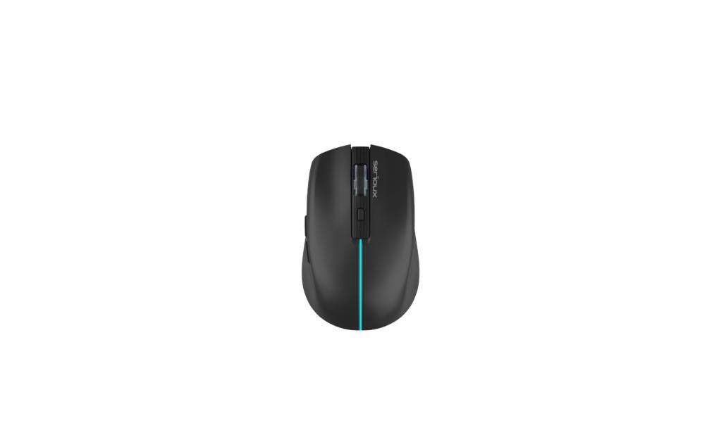 Mouse Serioux Flicker 212, Wireless, Negru, senzor: Optic, DPI: 800/ 1200/ 1600, conexiune: Dongle USB 2,4 GHz, banda de frecventa: 2,4 GHz, baterie integrată litiu de 500 mAh, banda LED, cerințe OS: Win, Mac, Vista