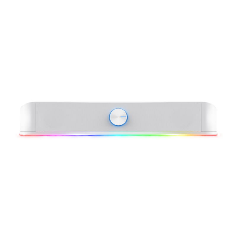 Soundbar Trust GXT 619W Thorne, putere maxima iesire 12W, freccventa raspuns 150 Hz - 20.000 Hz, impendata difuzor 4 Ohm, cu iluminare, alb