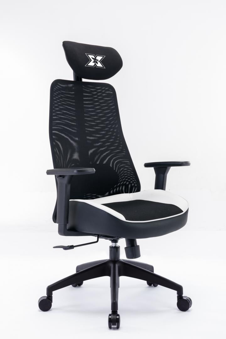 Scaun gaming Serioux Kyrian, adjustabil, piston pe gaz clasa 4, manere 3d, tetiere reglabile, baza stea cu 5 picioare, suporta pana la 150 kg, alb