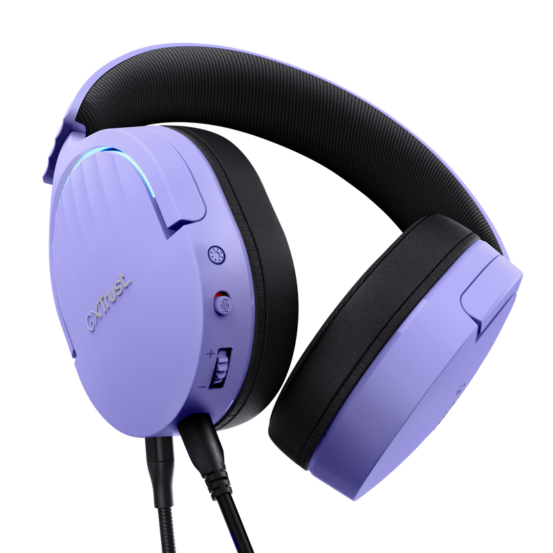 Casti gaming TrustGXT 490P Fayzo cu fir, interfata USB 2.0, frecventa de raspuns 20 Hz - 20.000 Hz, sensivitate 100 dB, mov