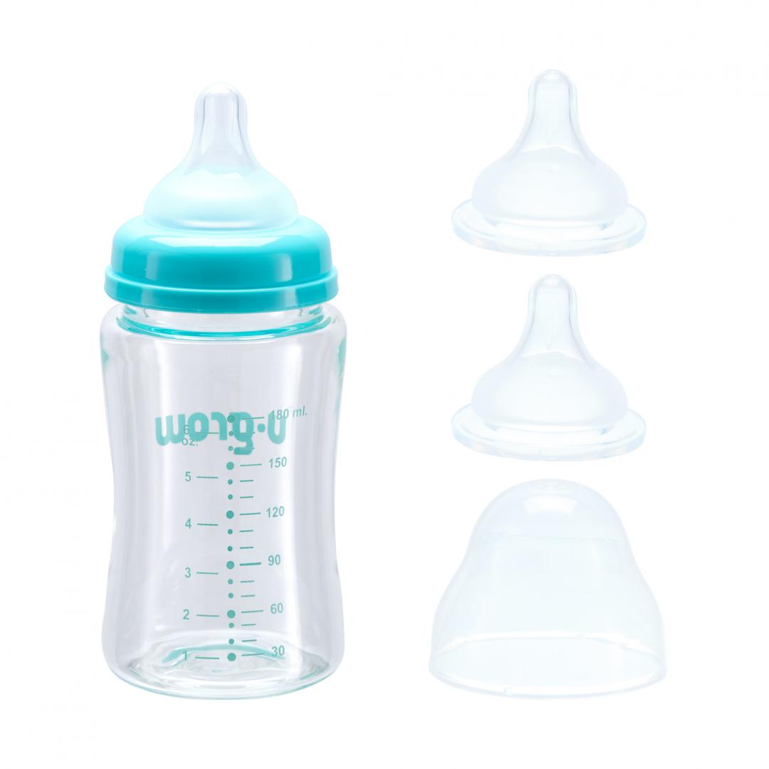 Biberon de sticla180 ml+2 tetine, U-Grow