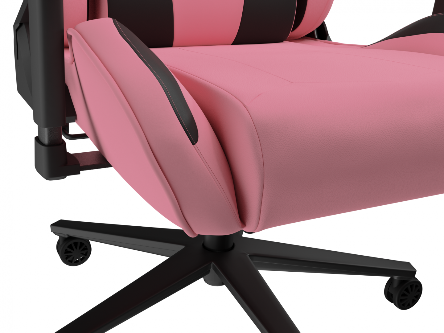 Scaun gaming Genesis Nitro 720, piele ecologica, reglabil pe inaltime, suporta pana la 150 kg, inaltime reglabila 46.5 - 53.5 cm, spatar ajustabil 135°, dimensiuni roti 60mm, negru/roz