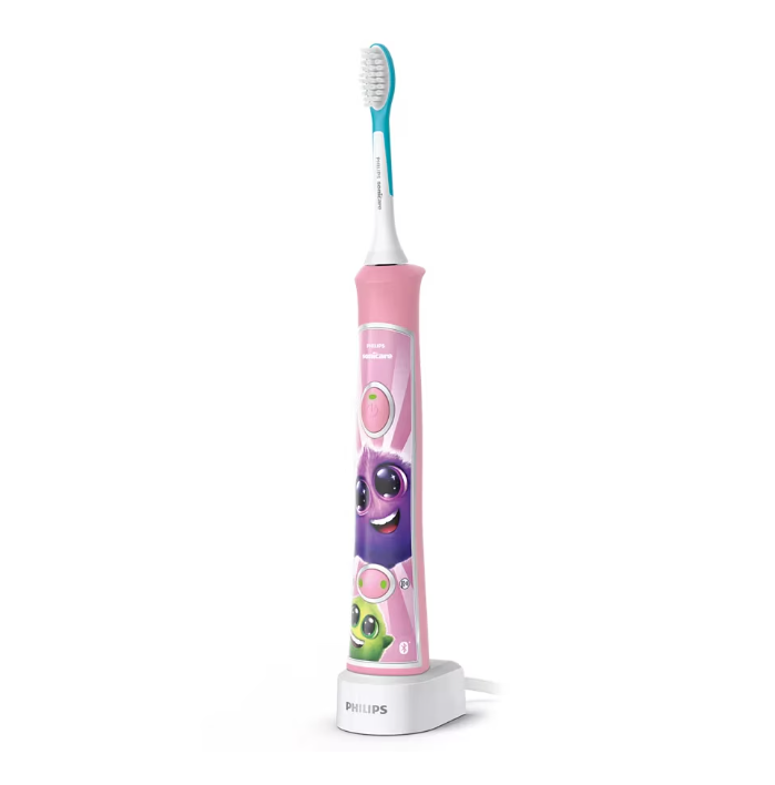 Periuta de dinti electrica pentru copii PHILIPS Sonicare For Kids HX6352/42, 62.000 miscari/min, 2 programe, 2 capete roz, L x A x I (mm) 64x111x220