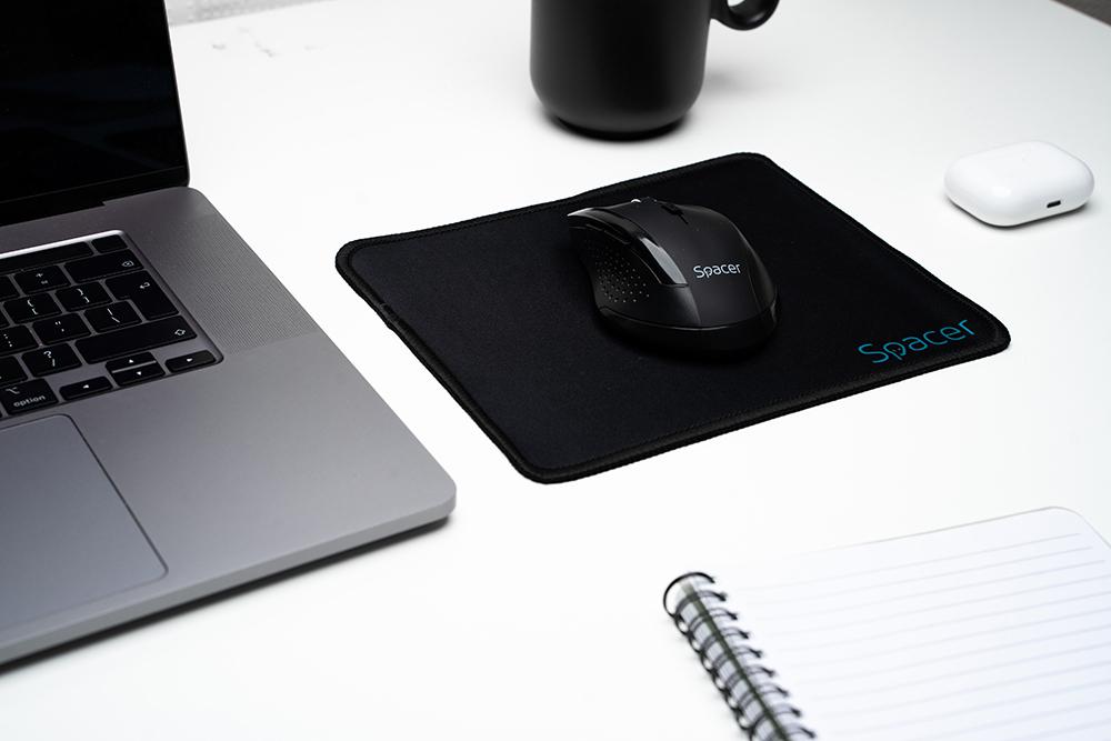 MOUSE PAD SPACER SP-PAD-S, cauciuc si material textil, cusut pe margine, 220x180x2mm, negru