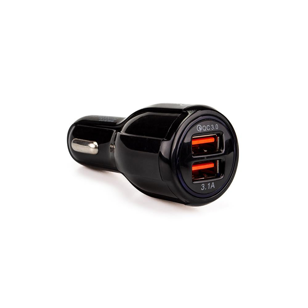 Incarcatorauto SPACER 33W total max, 2 x USB (1 x USB QC 3.0 18W & 1 x USB 15W), pt. bricheta auto, negru