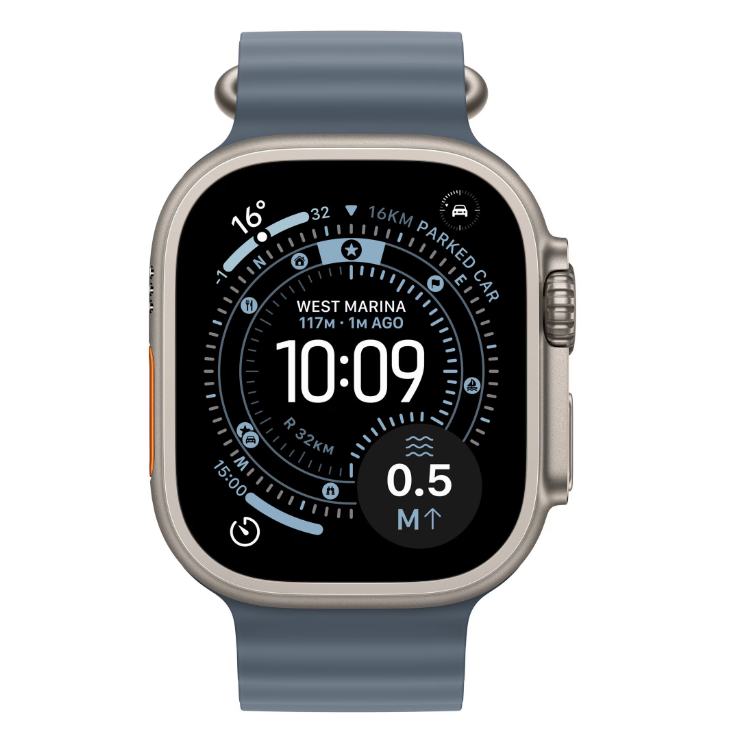 Apple Watch Ultra 3 GPS + Cellular 49mm Natural Titanium Case with Anchor Blue Ocean Band