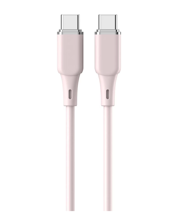 Cablu Lemontti Liquid SiliconType-C la Type-C, Fast Charge, PD 60W, lungime 1.2m, Roz