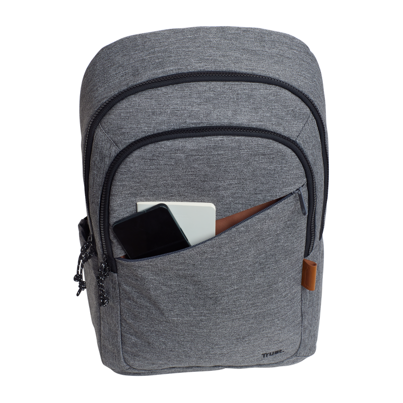 Rucsac laptop Trust Avana pentru laptop-uri cu diagonala de 16", material POM, RPET Polyester, RPET twill polyester, volum 20 L, gri