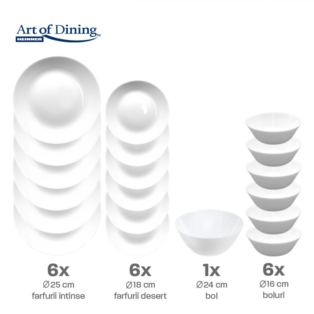 SERVICIU MASA DIN OPAL ALB 19 PIESE, ARIANA, ART OF DINING