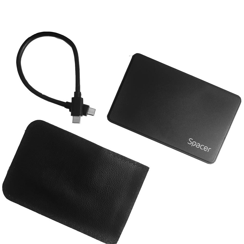 Rack extern HDD/SSD 2.5" Spacer USB-C 3.1 negru