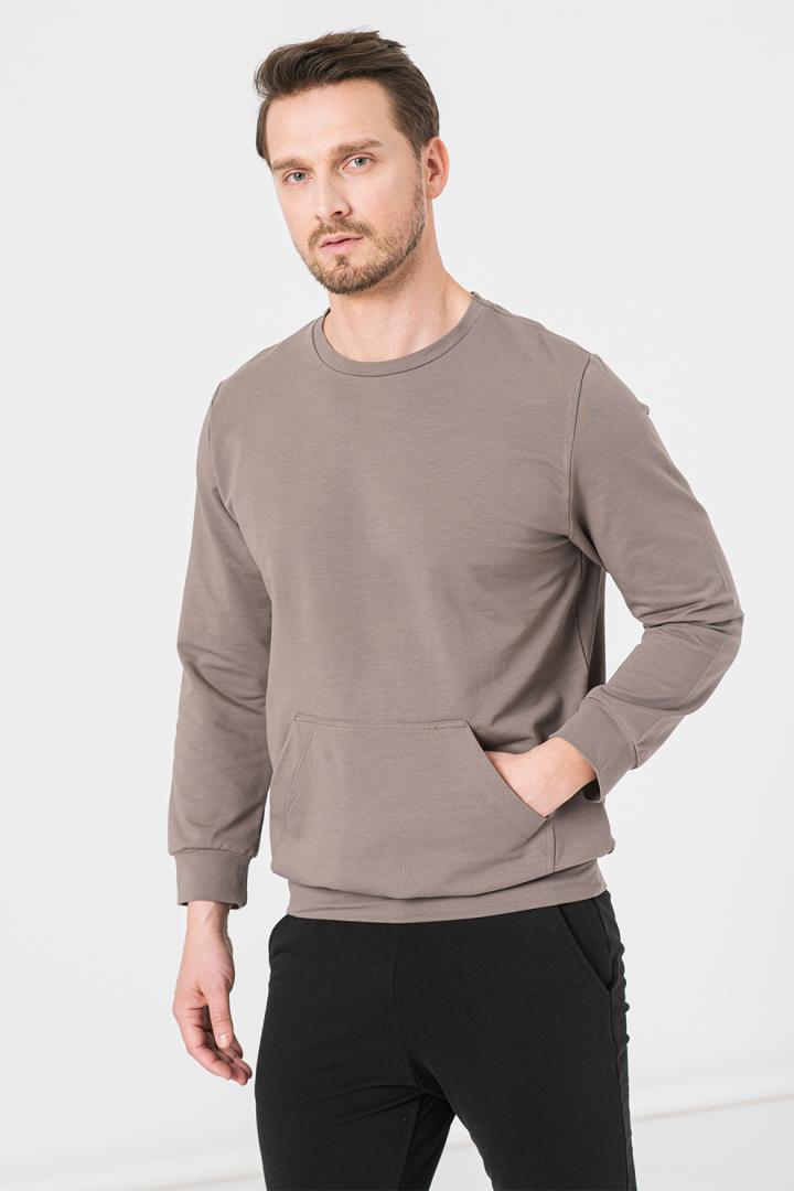 BLUZA COTON CASUAL BARBATI TAUPE-XL