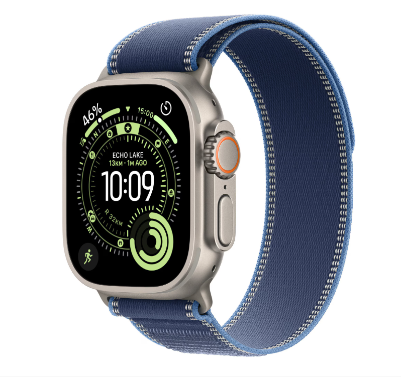 Apple Watch Ultra 3 GPS + Cellular 49mm Natural Titanium Case with Blue/Bright Blue Trail Loop - S/M