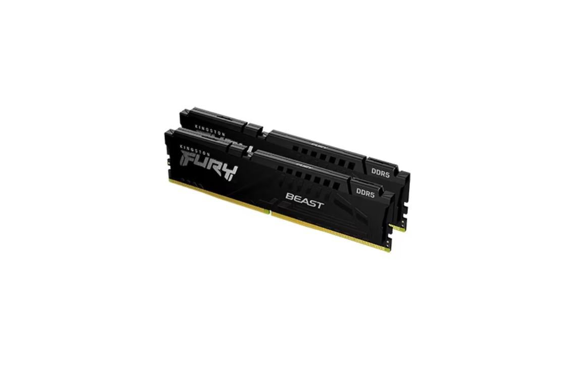 Memorie RAM Kingston, DIMM, DDR5, 32GB, 5600MHz, CL36, 1.35V, FURY Beast Black, Kit of 2
