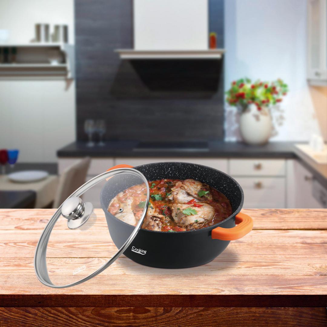 CRATITA ALUMINIU TURNAT+CAPAC,16x7.5 CM, 1.2 L, DARK LINE,COOKING BY HEINNER