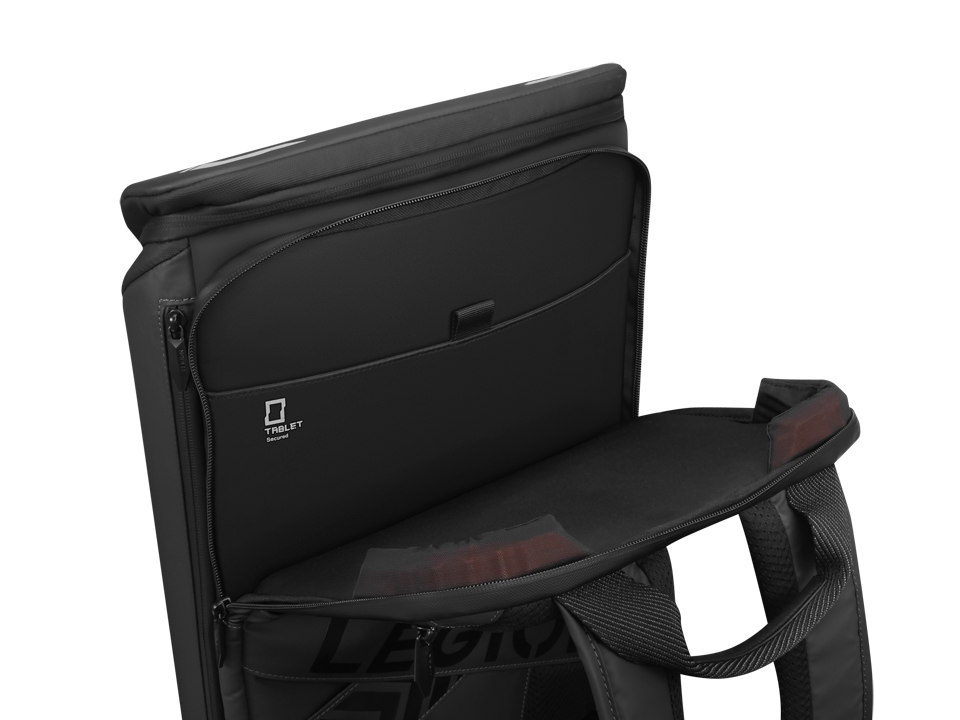 Rucsac Lenovo Legion 16 Armored GB900 pentru laptop de gaming de 16 inch; fabricat din poliester, cu invelis exterior din poliuretan; potrivit pentru dispozitive cu dimensiuni de pana la: 36 cm x 2.4 cm x 29 cm; greutate: 1.3kg; culoare: negru